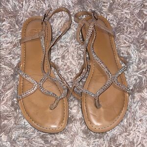Gianna binni Beige Sandals with Sparkling Straps